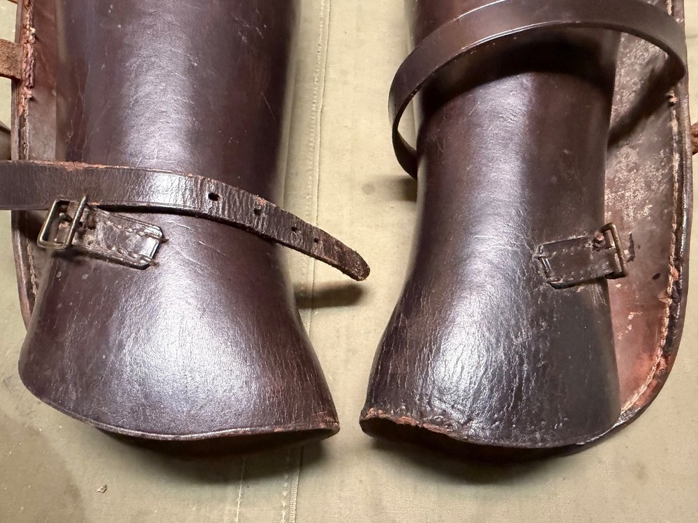 RARE ORIGINAL WWI US ARMY M1917 OFFICER LEATHER FIELD LEGGINGS-SIZE MEDIUM