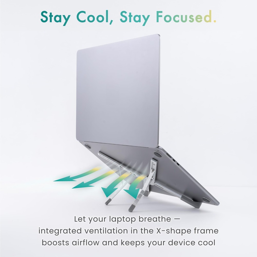 Adjustable Laptop Stand | Foldable Aluminum Riser | X-Frame Ergonomic Japanes...