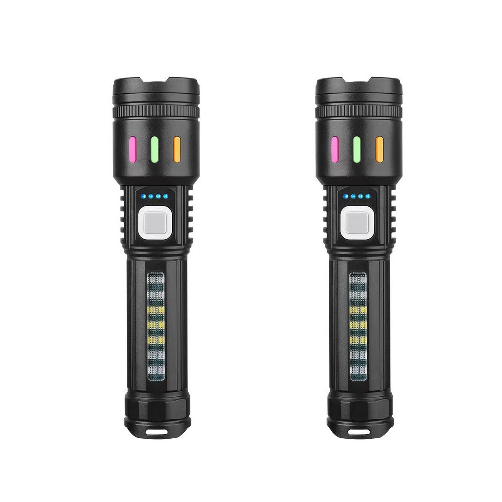 Super Bright P50 LED Tactical Flashlight with COB Side Light 5 Modes Zoomable