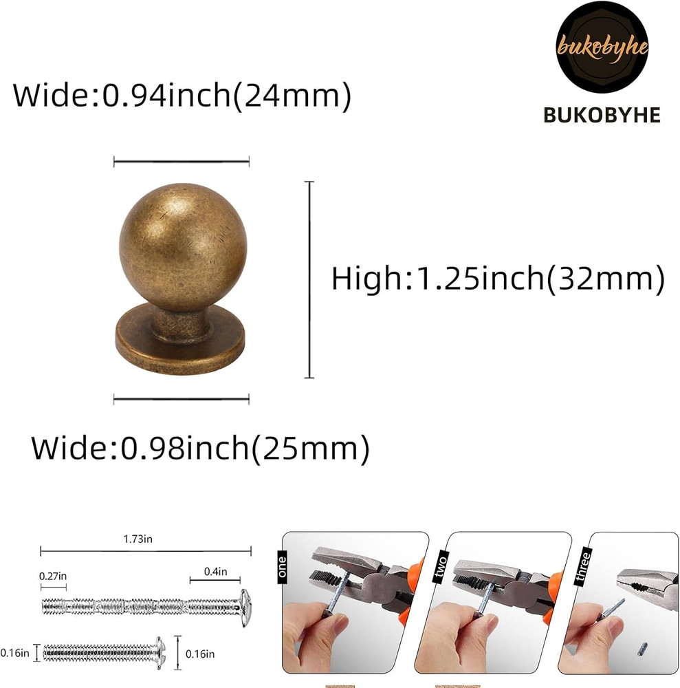 10 Pack Antique Brass Cabinet Handles and Knobs - Vintage Drawer Knobs