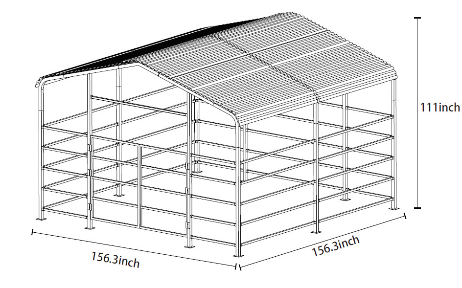 Free Shipping 13×13FT Metal Livestock Shed Farm Animal Shelter Cowshed NEW