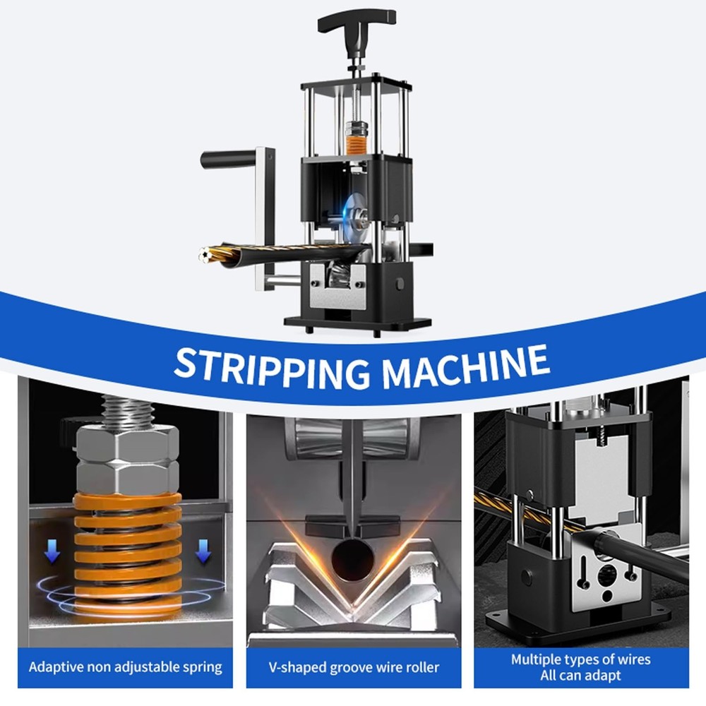 Copper Wire Stripping Machine, Adjustable 0.04” to 1”, Includes 2 Re