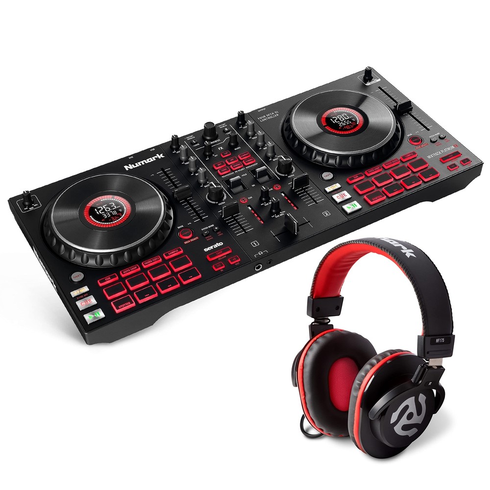 DJ Controller Bundle - DJ Set with 4 Decks, DJ Mixer, Audio Interface, Jog Wh...