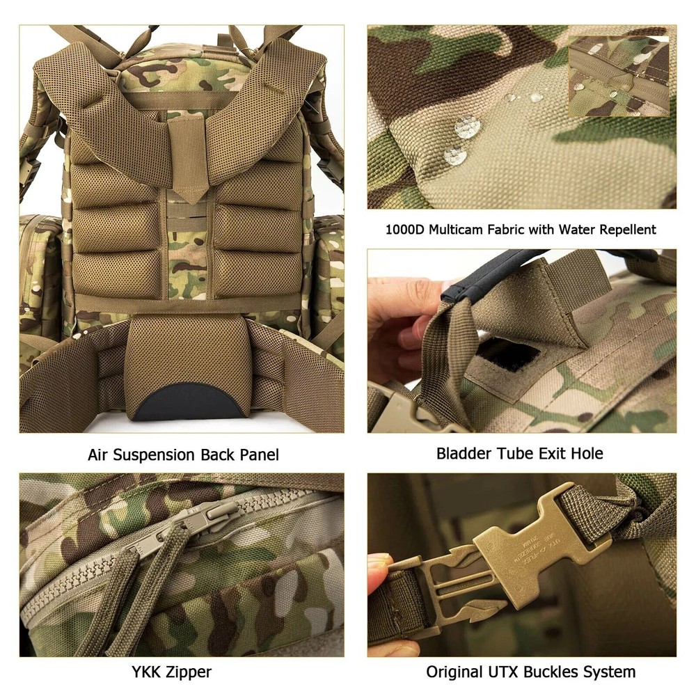 Upgraded MOLLE Medium Rucksack Backpack Internal Frame Capricorn Camo