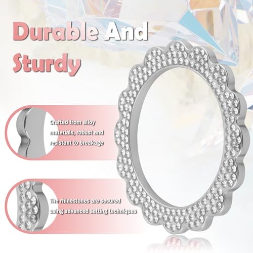 2026 New Flower Push Start Button Cover Ring,Bling Car Push Start Button White