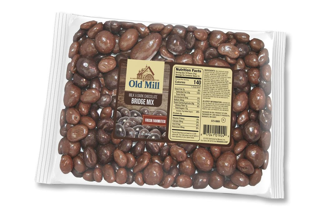 Chocolate Bridge Mix Candy, Assorted Milk & Dark Chocolate Covered Nuts & Fruit,