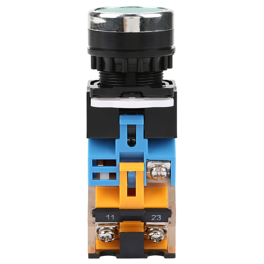 LED Green Push Button Momentary Switch 22mm Flat Head 220V For Starter Control