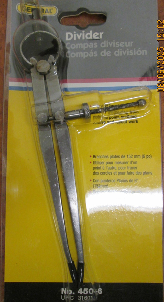 New General Tools 450-6 Flat Leg Machinist Adjustable Divider 6"