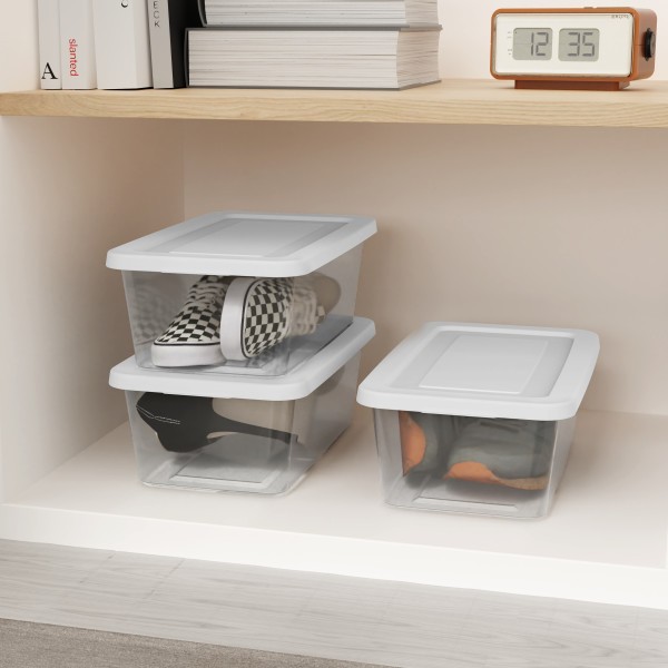 Sterilite 6 Qt Storage Box, Stackable Plastic Container, Home Organizer, 12 Pack