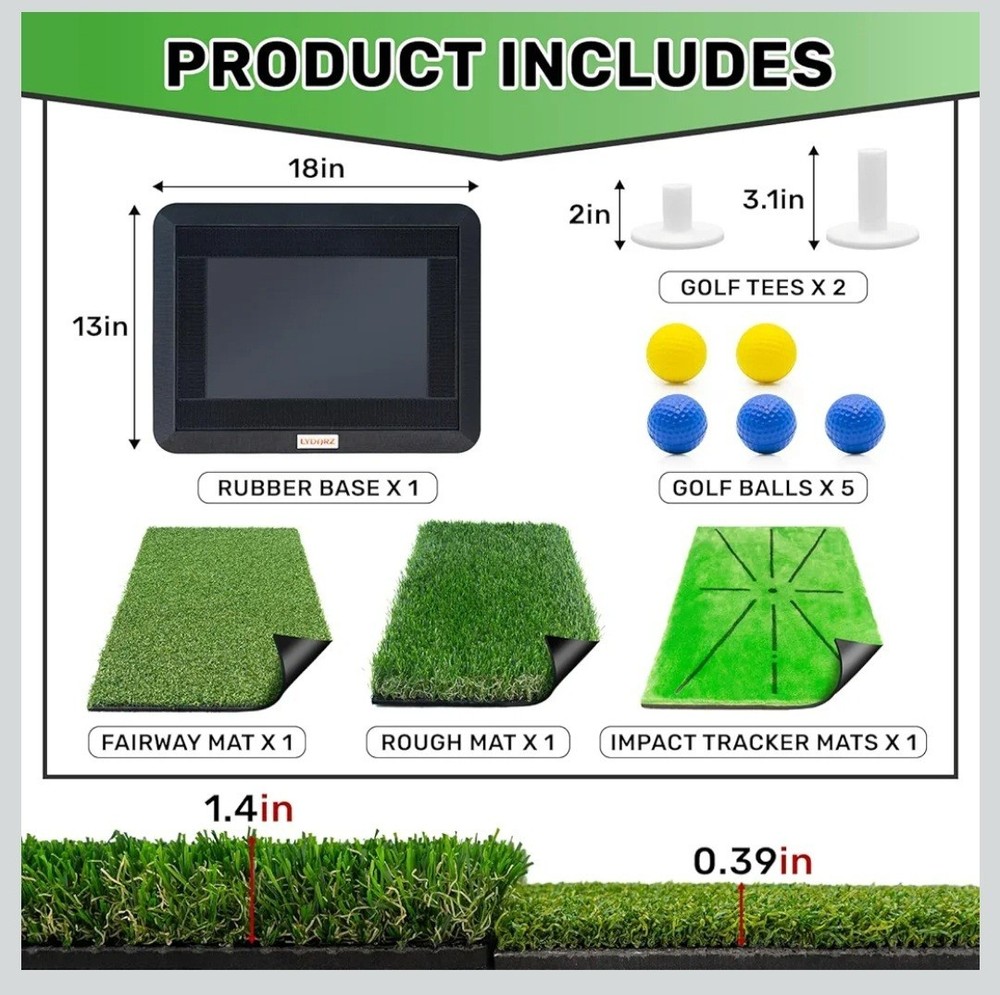 Golf Hitting Mats Training Equipment, Golf Practice Mat with Instant Swing Path