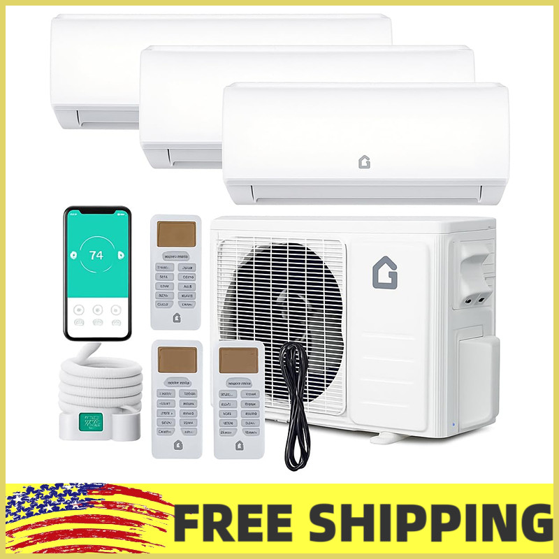 28000 BTU 3 Zone Mini Split AC/Heating System 20 SEER2 9K+9K+9K W/Wifi 208-230V