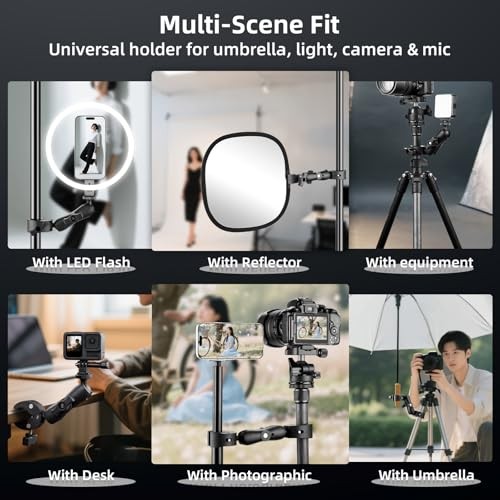 Double Clamp Mount Umbrella Holder Camera Pole Bracket for Stroller