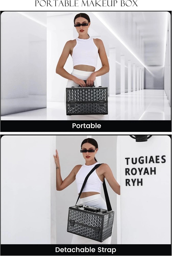 Professional Makeup Train Case - Lockable Aluminum Organizer with Adjustable Div