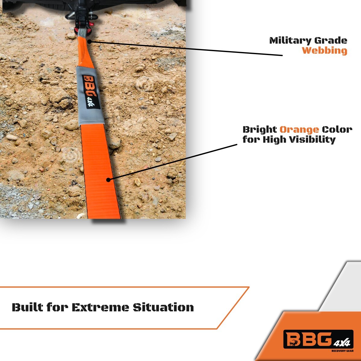 BBG4x4 Extreme Duty Tow Strap Recovery Kit: 3" x 30' Tow Strap + 1 Hitch Receive