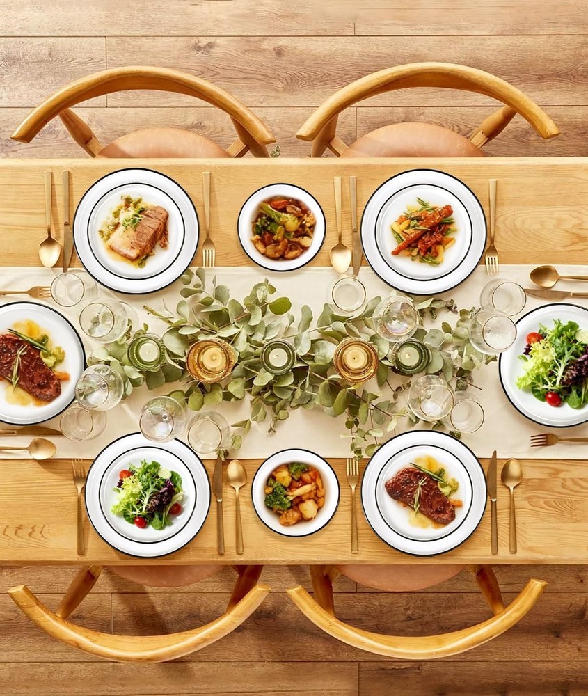 12 Pieces Ceramic Dinnerware set,Plates & Bowls Sets 4,White Dinnerware Set