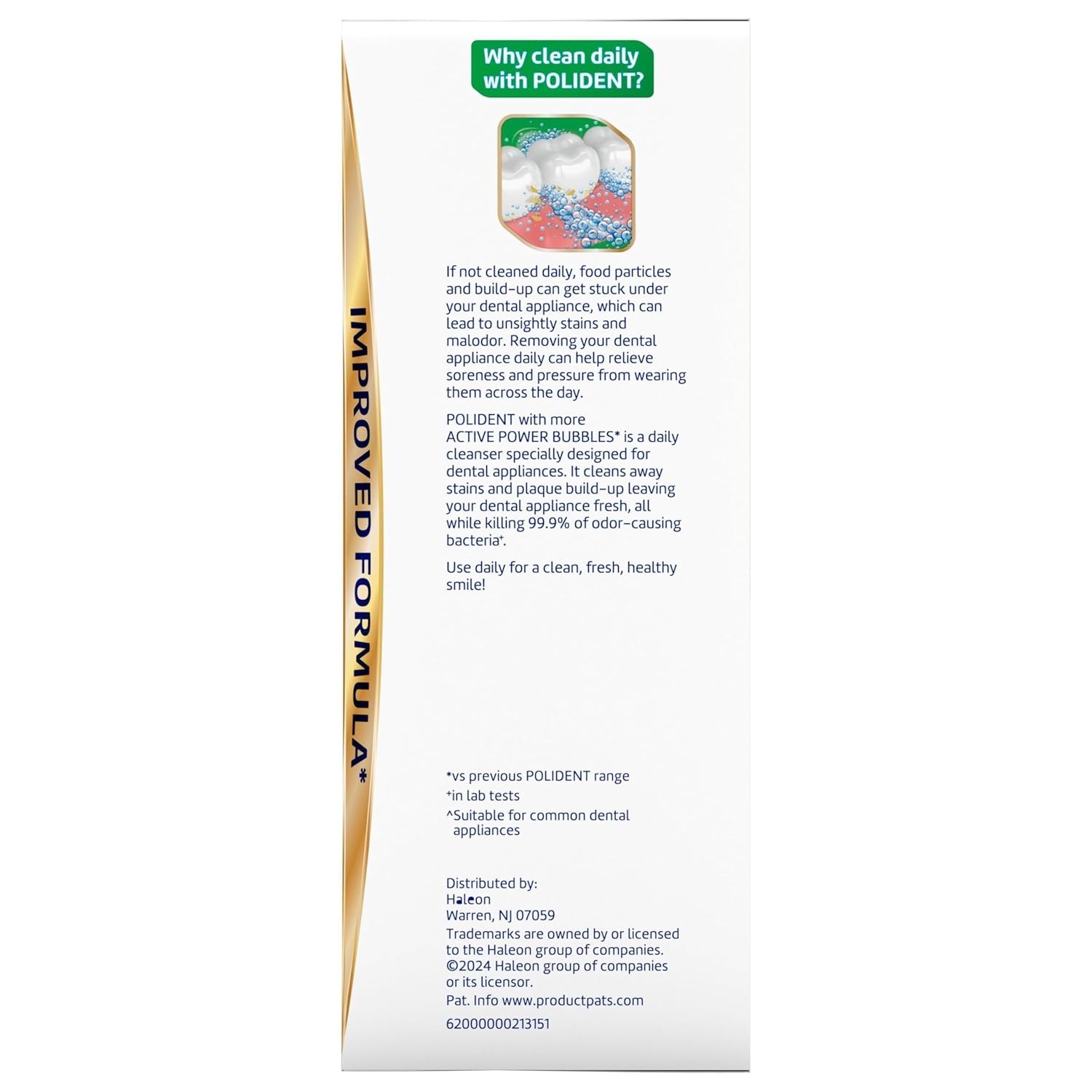 Polident Overnight Whitening Antibacterial Dental Appliance Cleanser Tablets, 60