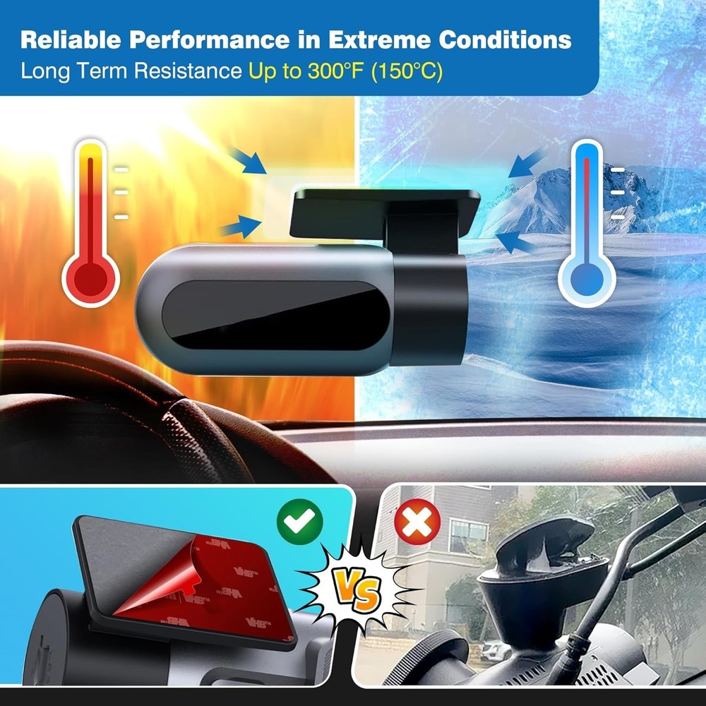 High-Bond Double-Sided Adhesive Pads for Windshield - Ultimate Dash Cam Support