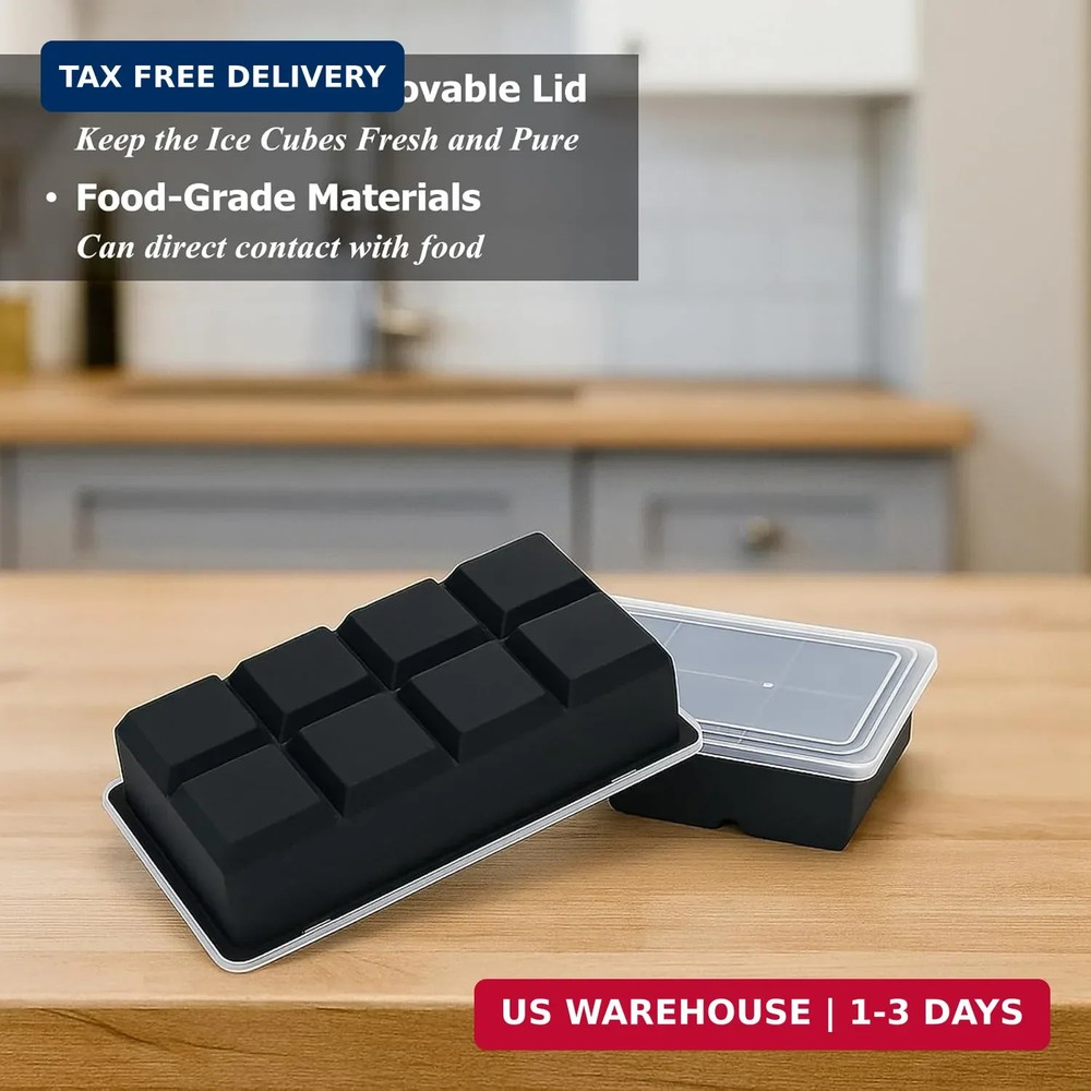 Bangp Large Ice Cube Tray for Whiskey,2 Pack Stackable Big Ice Cube Molds Make 1