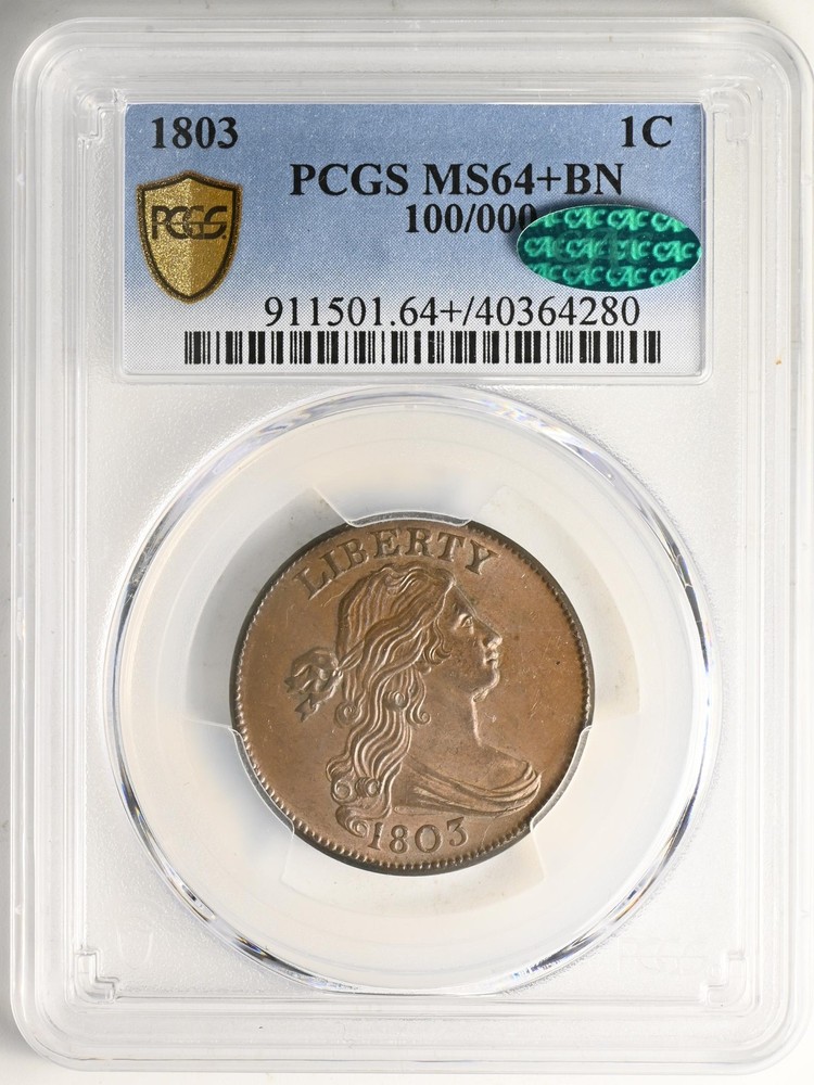 1803 DRAPED BUST 1C PCGS MS 64+ BN