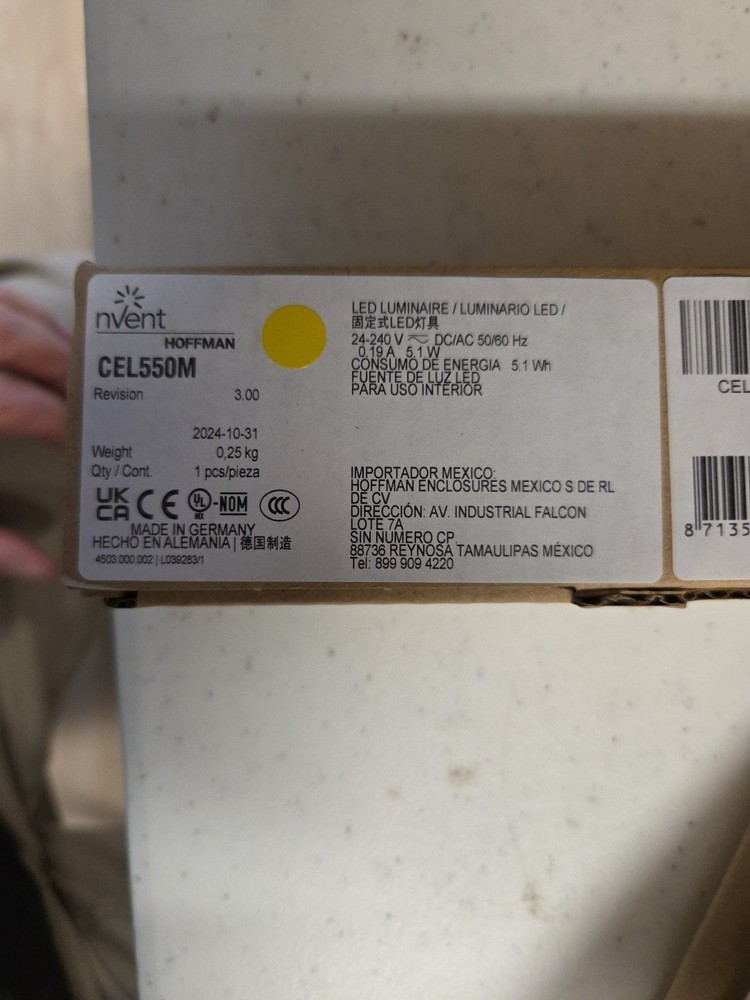 New Hoffman NVent CEL550 Compact LED Light 24-240VDC/AC