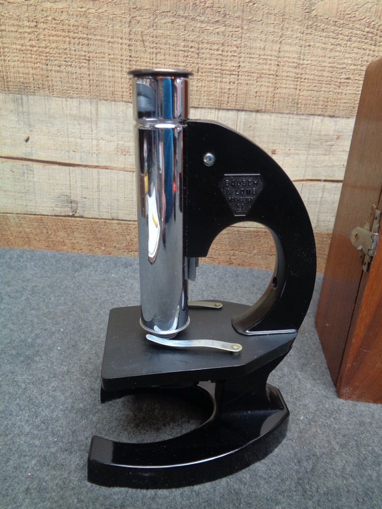 Bausch & Lomb Model R Student Microscope w/ Box & Micro Data Cards