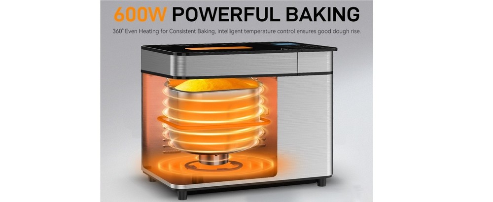 Automatic Bread Maker 2lb, 25-IN-1,Touch Screen, Visible Lid, Auto Nut Dispenser