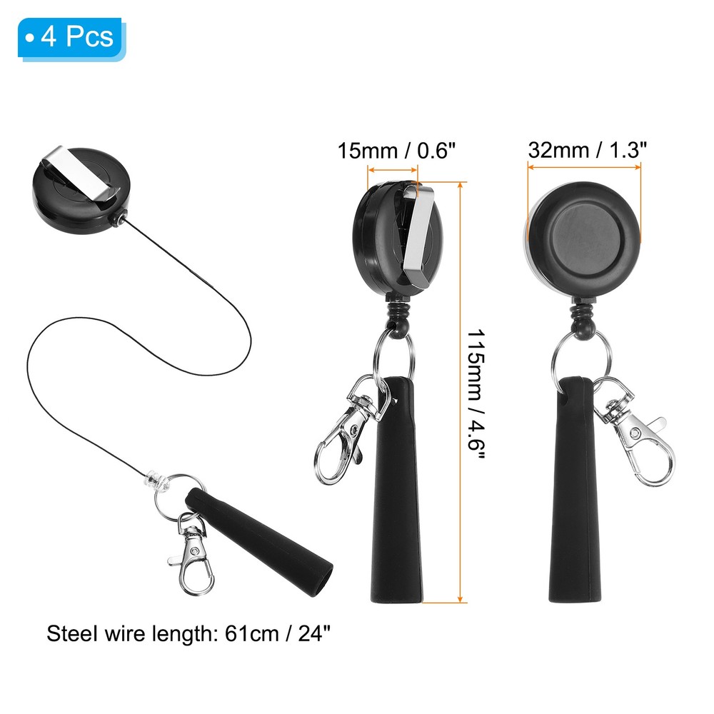 Retractable Pen Holder, 4pcs Pull Pen Pencil Holder Elastic Silicone, Black
