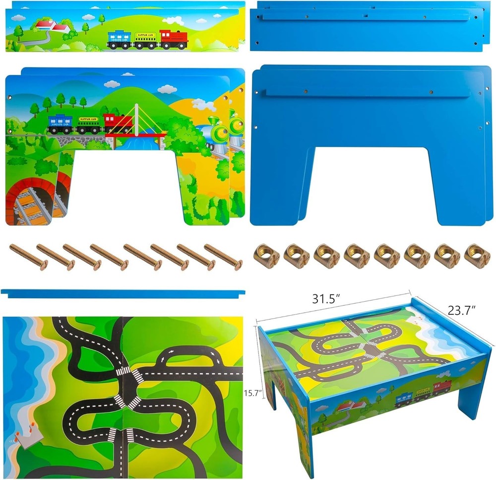 Wooden Train Table with Accessories