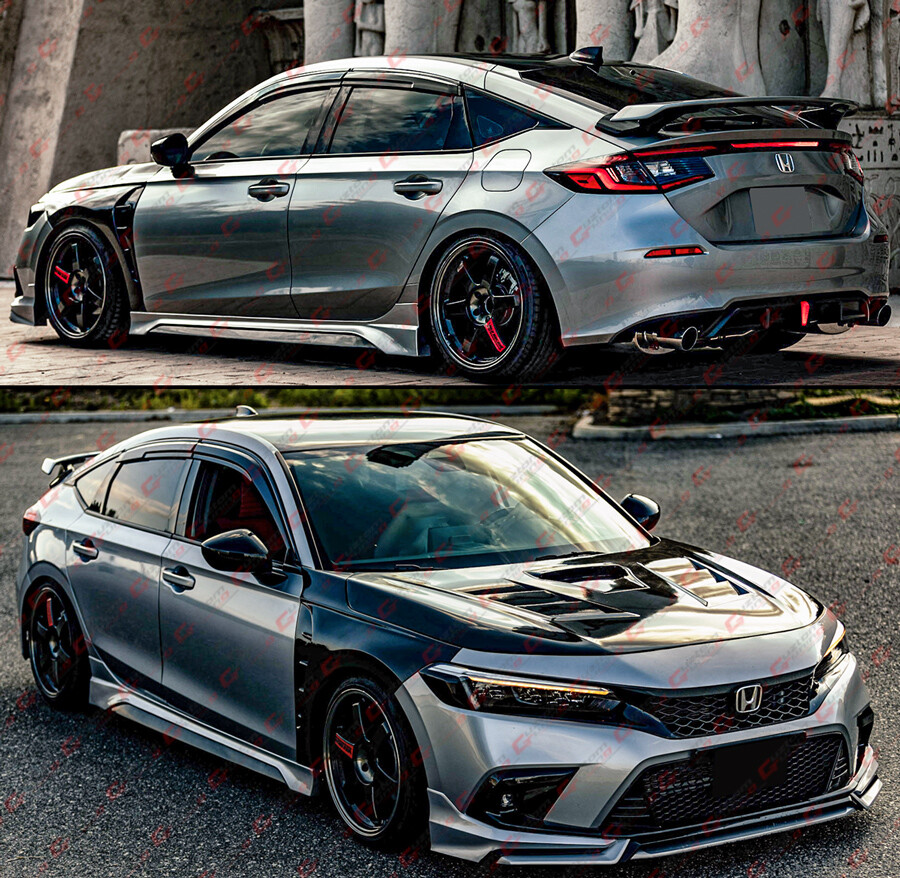 FOR 22-25 HONDA CIVIC HATCHBACK JDM BLACK TRIM WINDOW VISOR RAIN GUARD W/ CLIPS