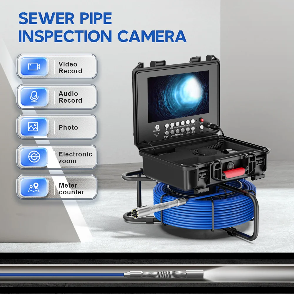 Pipe Sewer Camera 7in Screen 100ft/165ft 5mm Drain Camera Plumbing