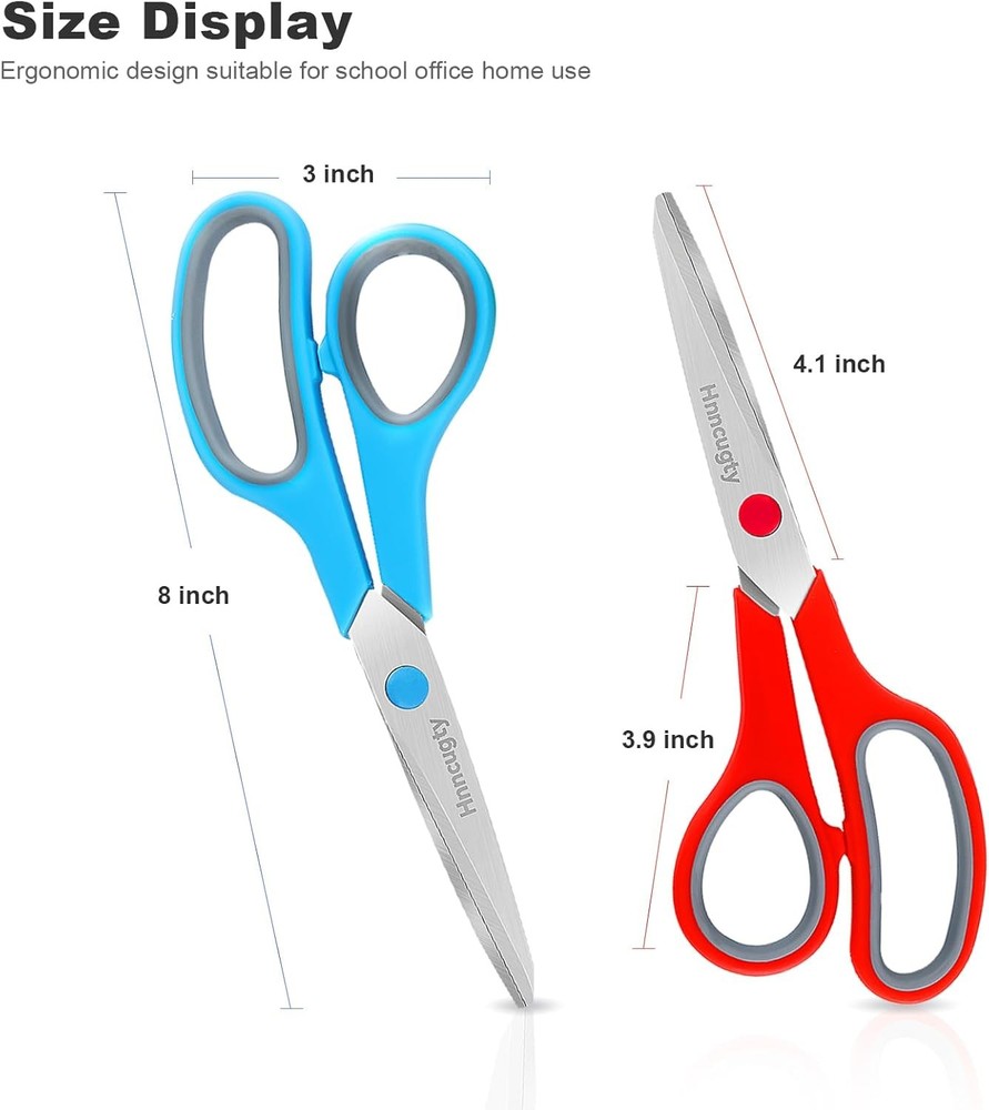 Scissors, 8" Scissors All Purpose Bulk Set of 6-Pack, Sharp Shears for Office