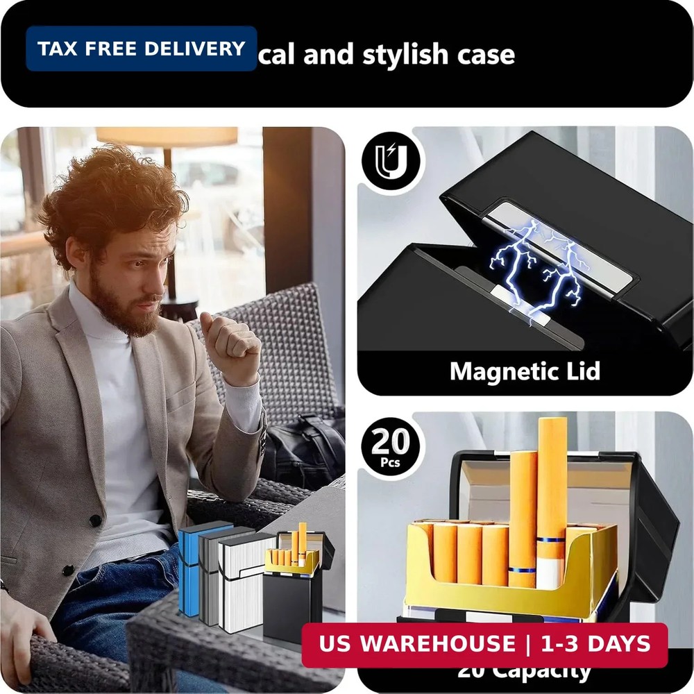 Cigarette Case (4 Pack), Magnetic Switch 20pcs Cigarette Holder Case 100mm