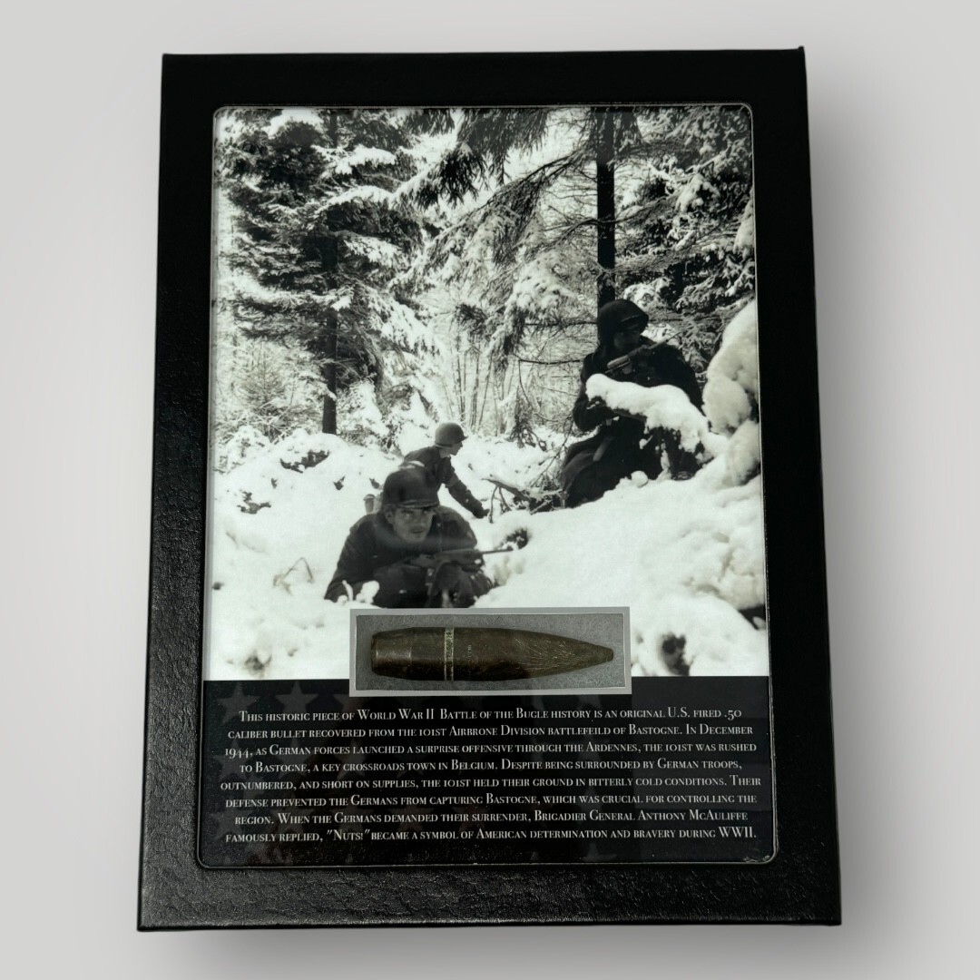 WWII Battle of the Bulge Bastogne Ardennes 1944-45 Military Gift Display COA
