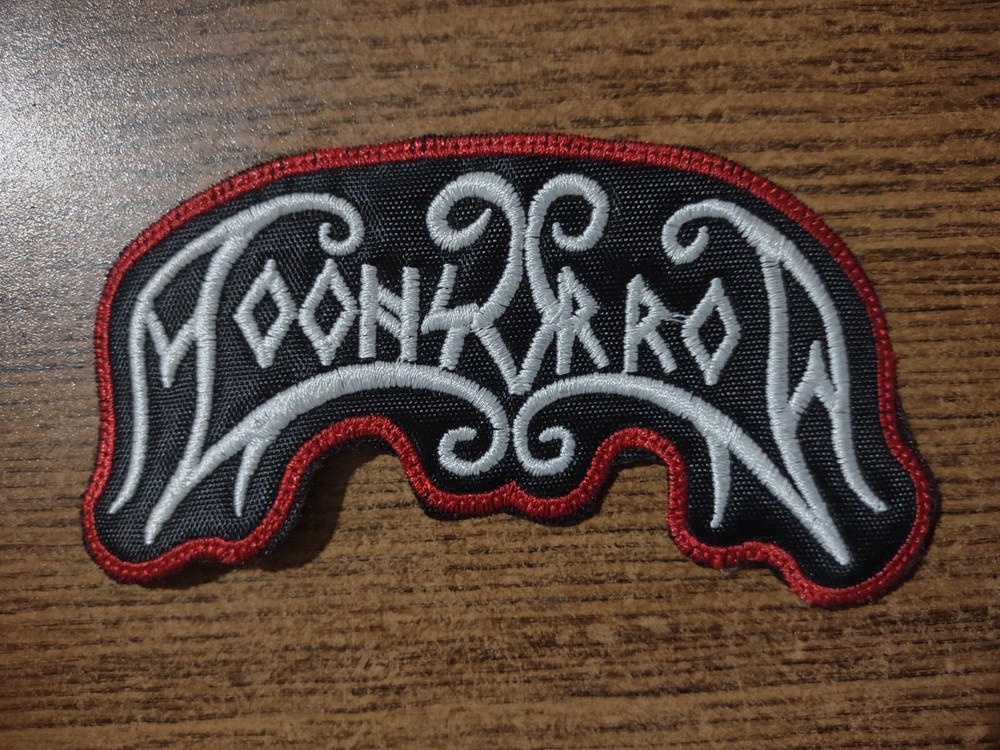 MOONSORROW,SEW ON WHITE WITH RED BORDER EMBROIDERED PATCH