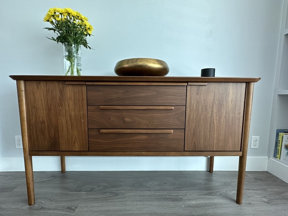 Crate & Barrel Tate Walnut Midcentury Sideboard/Buffet