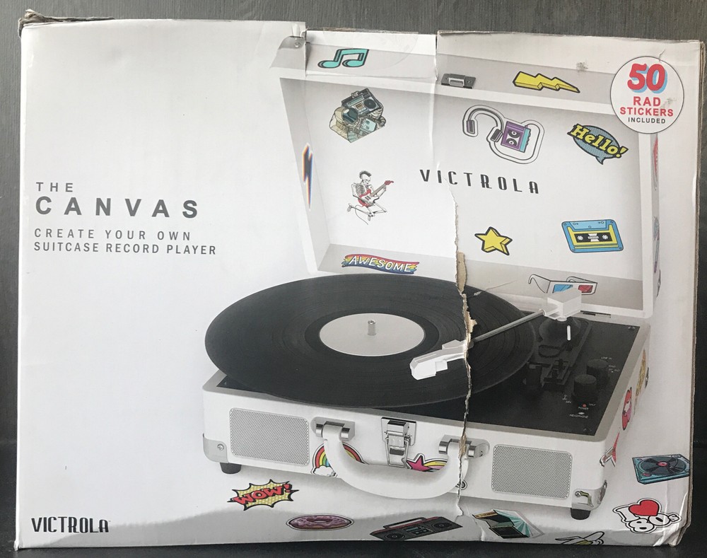 💥 Victrola Create Your Own Suitcase Record Player Bluetooth🆕distressed Box
