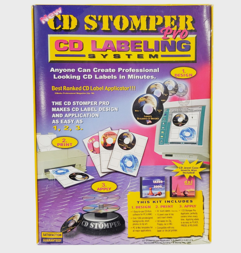 CD Stomper Pro CD Label System Design Applicator Kit PC Mac Software+Starter kit