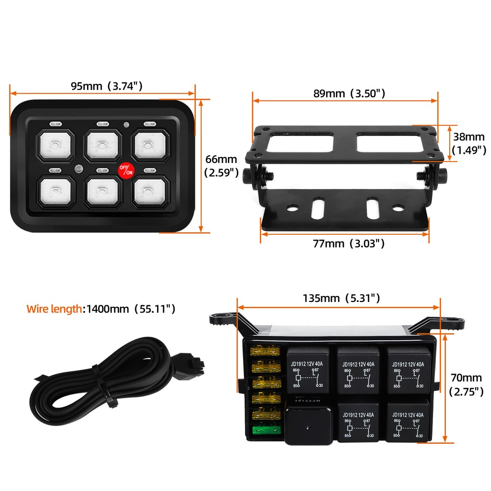 6 Gang Switch Panel Light Electronic Relay Control System Marine Boat Camper