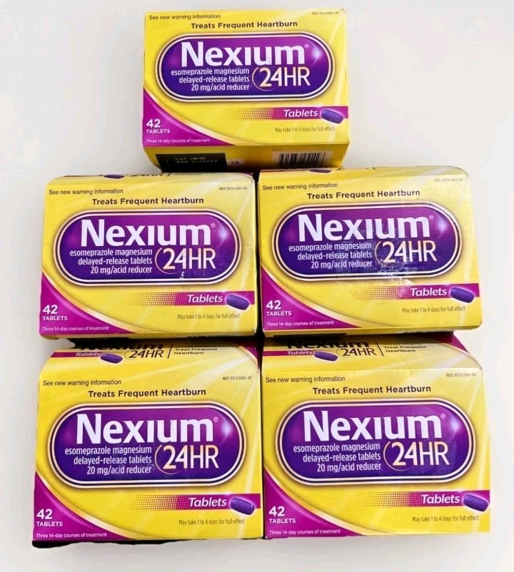 (5) BOXES OF NEXIUM 24HR Delayed Release Heartburn 20mg 42 Tablets Exp 7/26