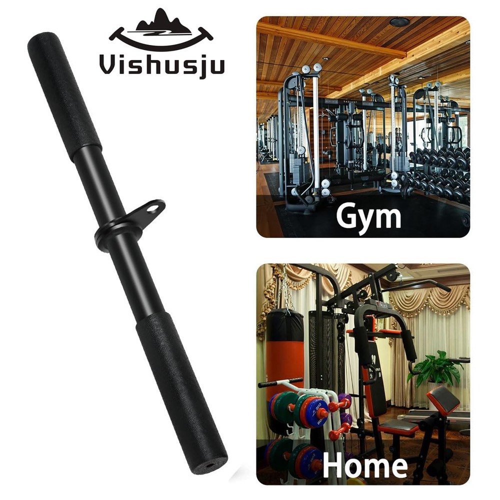 Pulldown Straight Bar Rotating Steel with Rubber Grips LAT Pull Down Handle f...