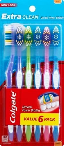 Colgate 55538 Extra Clean Toothbrush Full Head Soft 6 Count