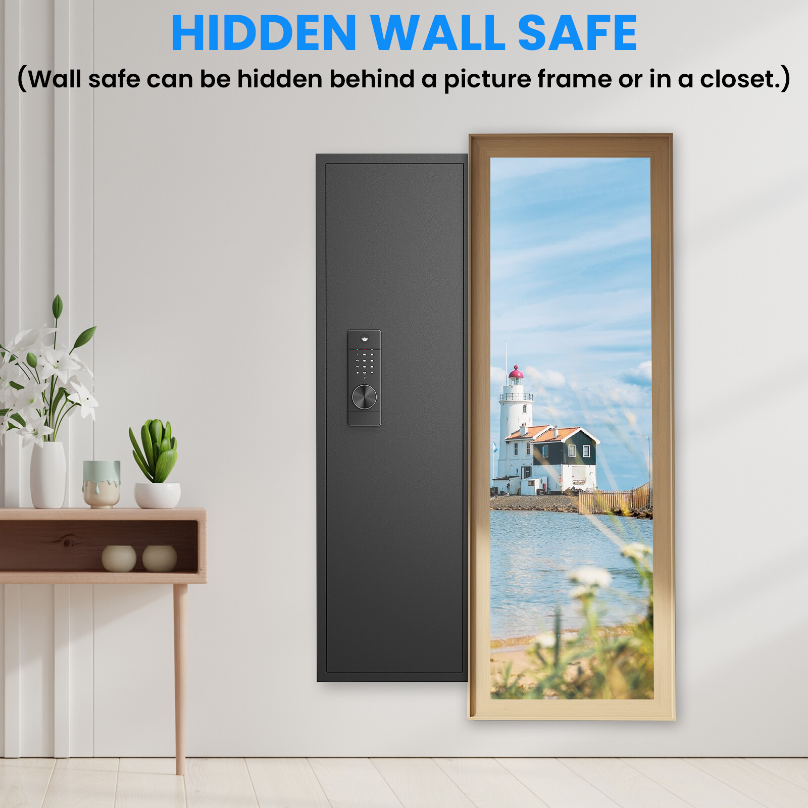 53" Passwod Touch Panel In-Wall Safe,Hidden Wall Gun Safe for Rifles, Gun