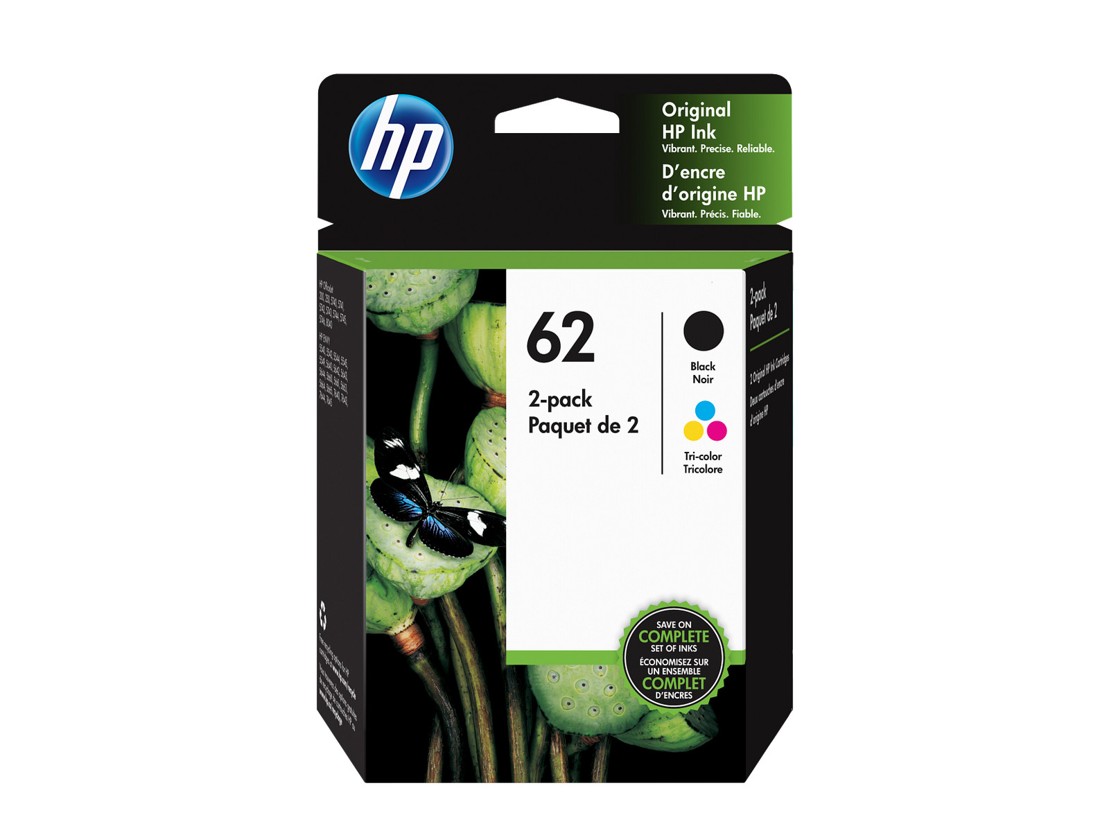 HP 62 Black Original Ink Cartridge, ~200 pages, C2P04AN#140