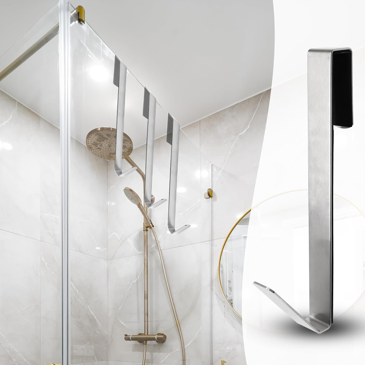 Zorfeter 7 Inch Extended Over Shower Door Hook, Stainless Steel Heavy Duty Showe