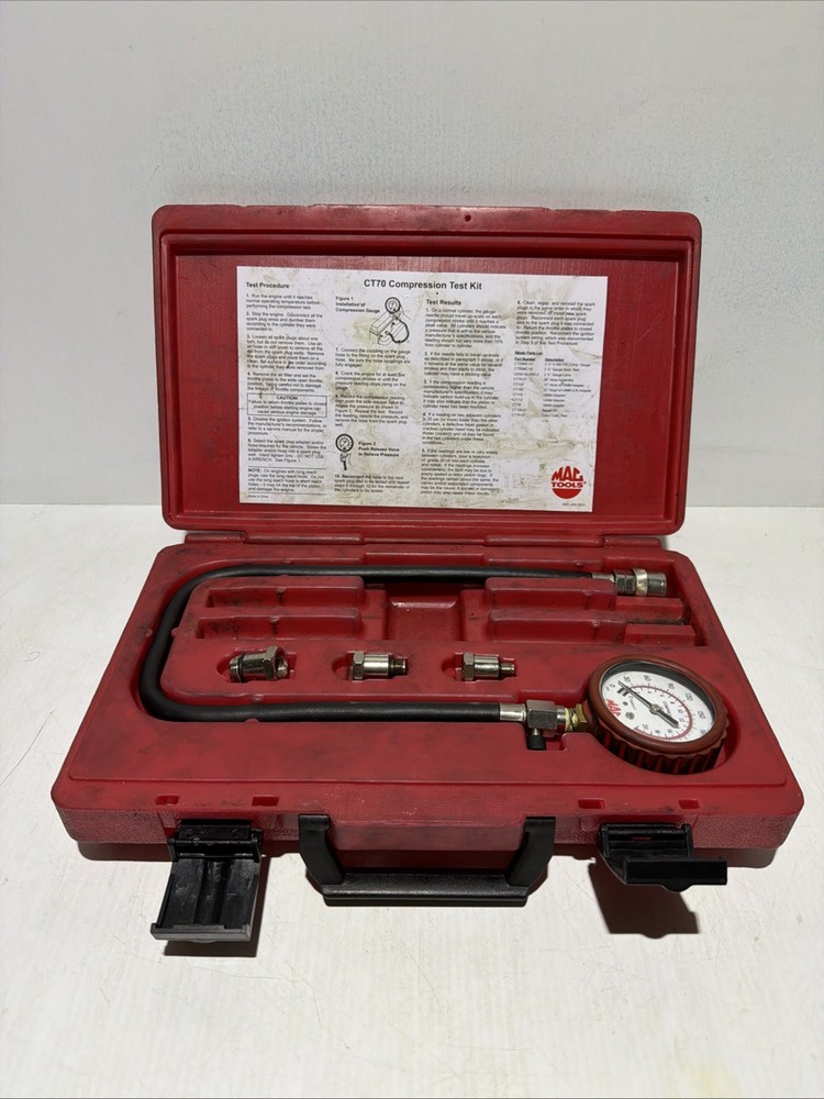Mac Tools Compression Tester Gauge CT70 Missing Two Hoses in Box