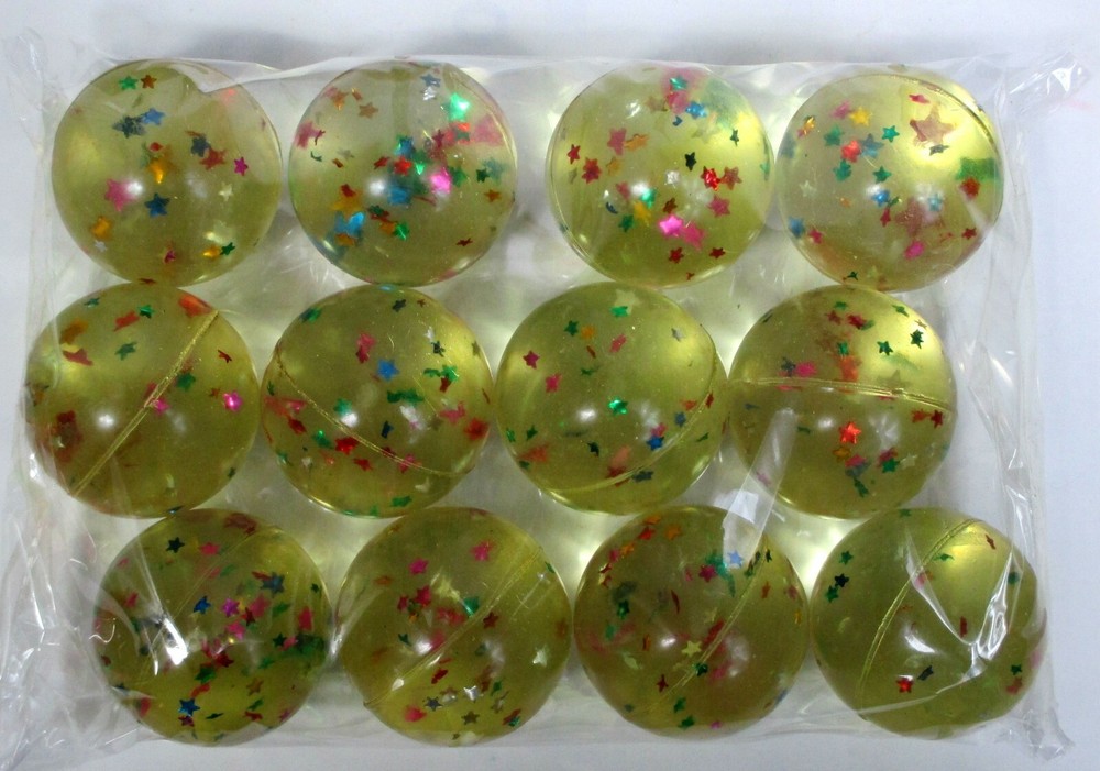 CHOOSE QUANTITY ---1.9 " DIAMETER (48MM) GLITER HIGH BOUNCING BALL