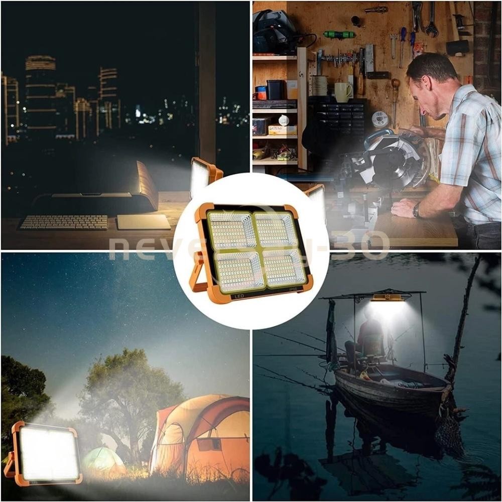 Portable LED Solar Work Light USB Rechargeable Emergency Worklight Security Lamp