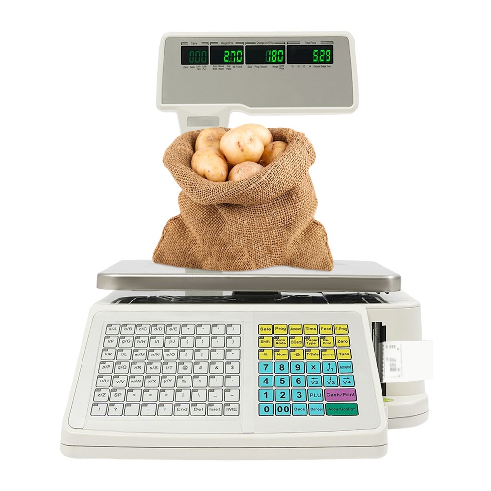 White Electronic Price Computing Scale Four-window Label Thermal Printer Scale