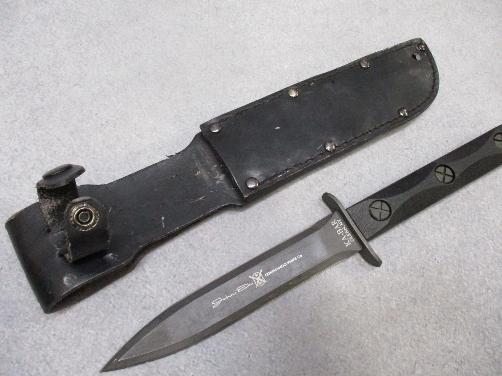 KA-BAR EK44 Commando Knife John Ek Fixed Blade w/ Leather Sheath Used