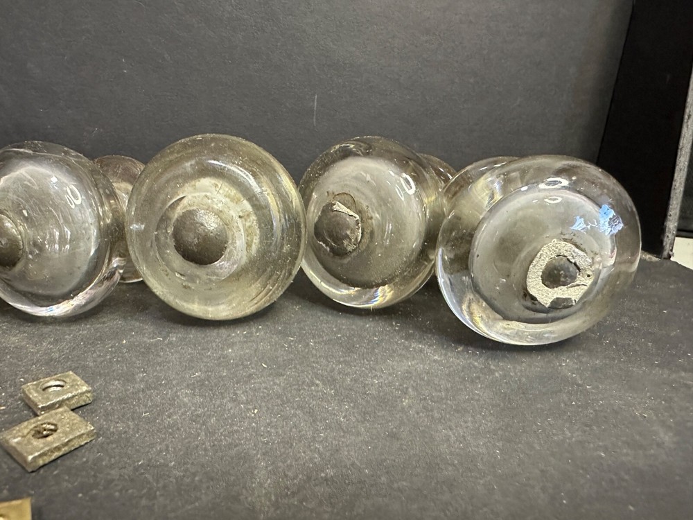 Set 8 Antique Glass Furniture Knobs Pulls, Lot 2